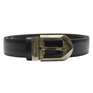 Cartier C Allonge Reversible Belt Leather Accessories Brown Black Silver